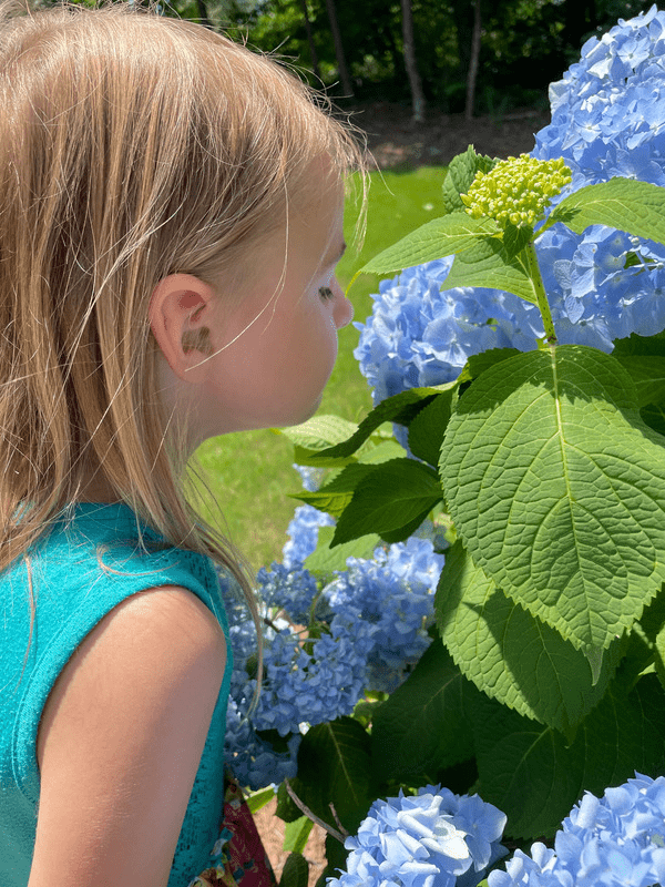 girl with blue flowers 