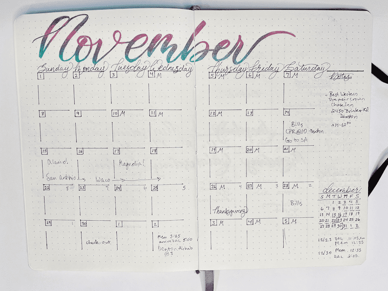 how to use A simple monthly layout in a planner. planner tips