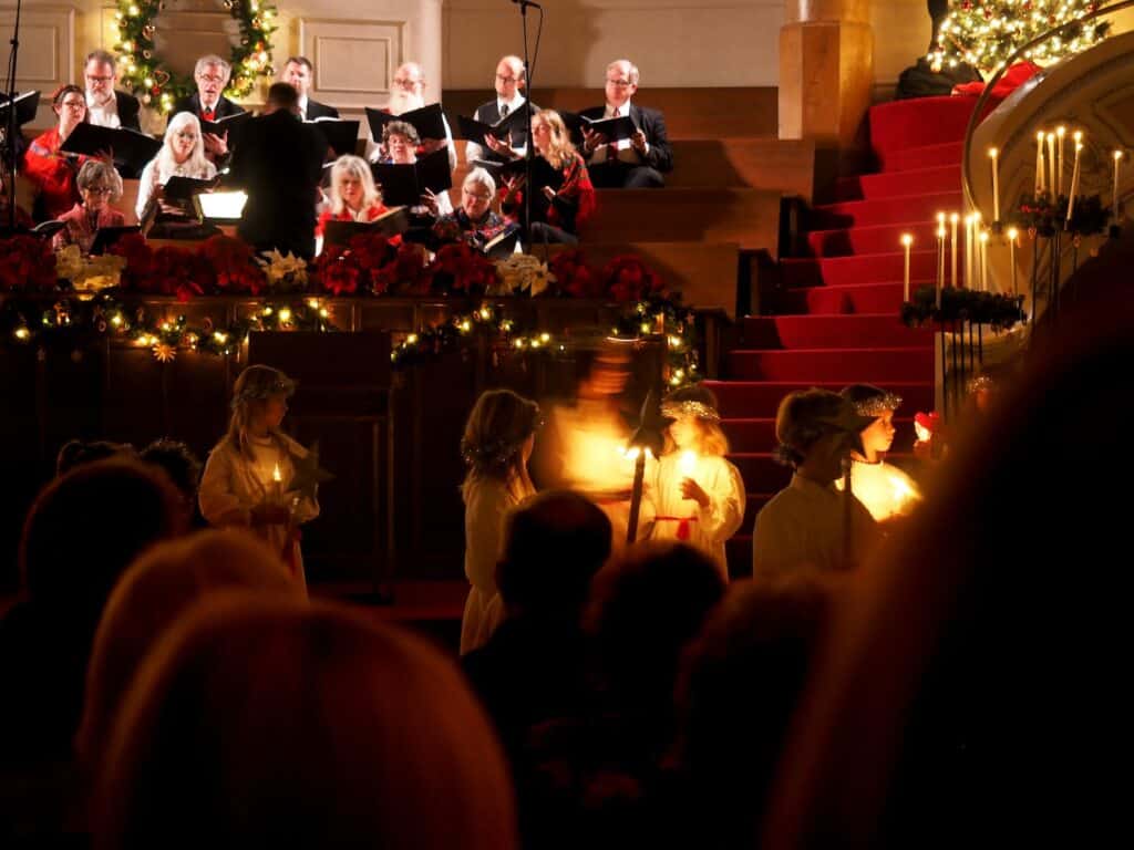 choir singing in church for holiday traditions