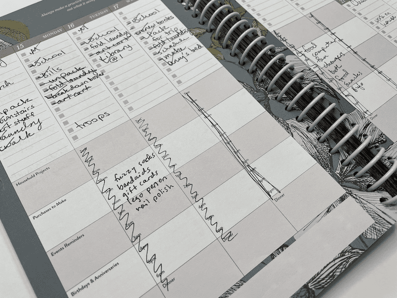 Planner layout with schedule crossed out. planner tips