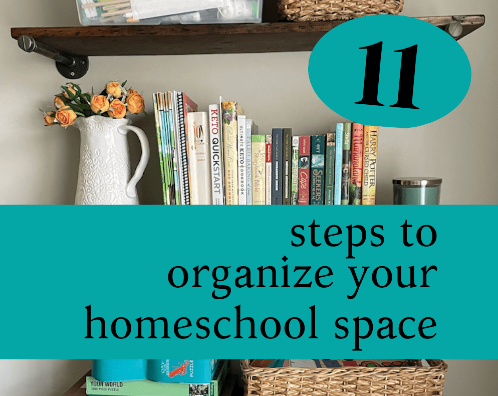 11 steps to organize your homeschool space bookshelf