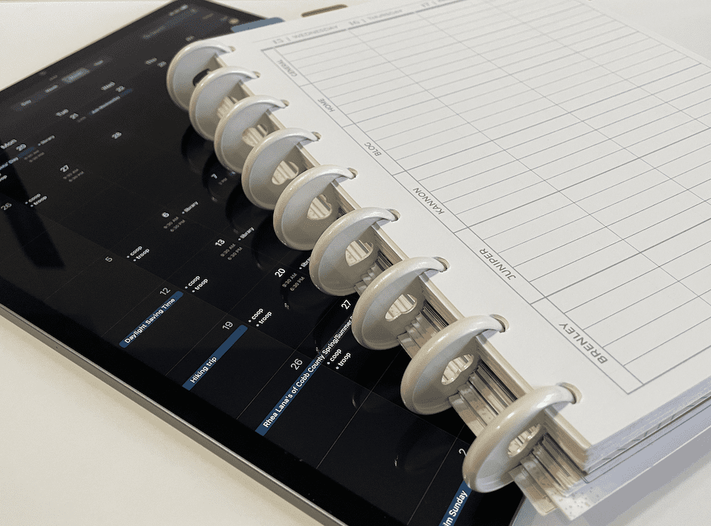 digital calendar with paper planner to customize