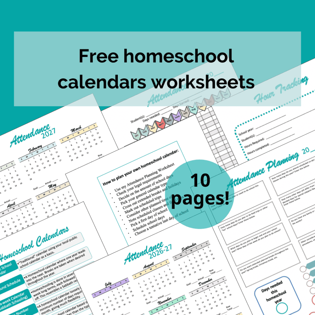 free homeschool calendars worksheets