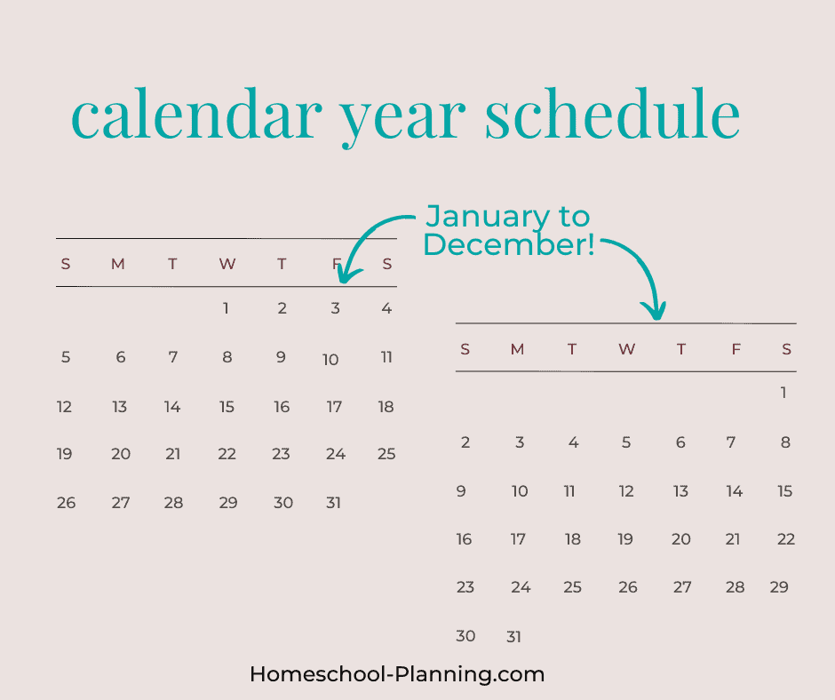calendar year schedule. janurary to December!