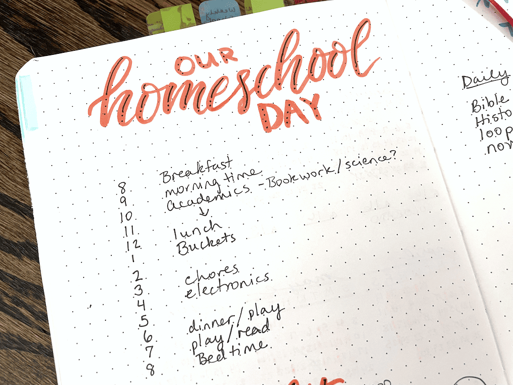 our homeschool day list