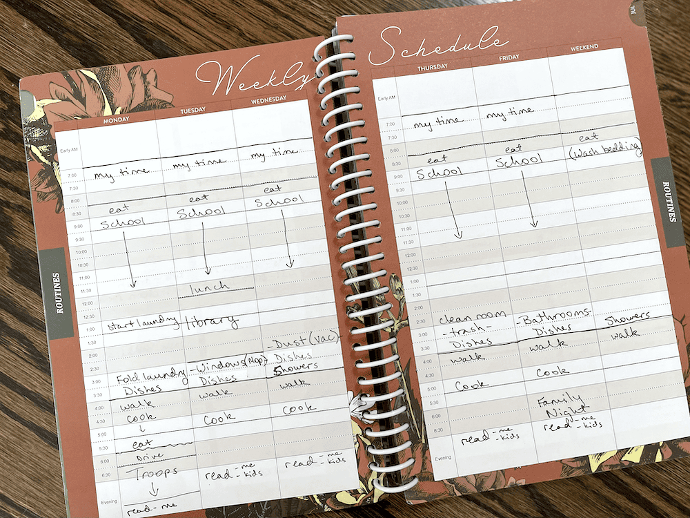 weekly schedule