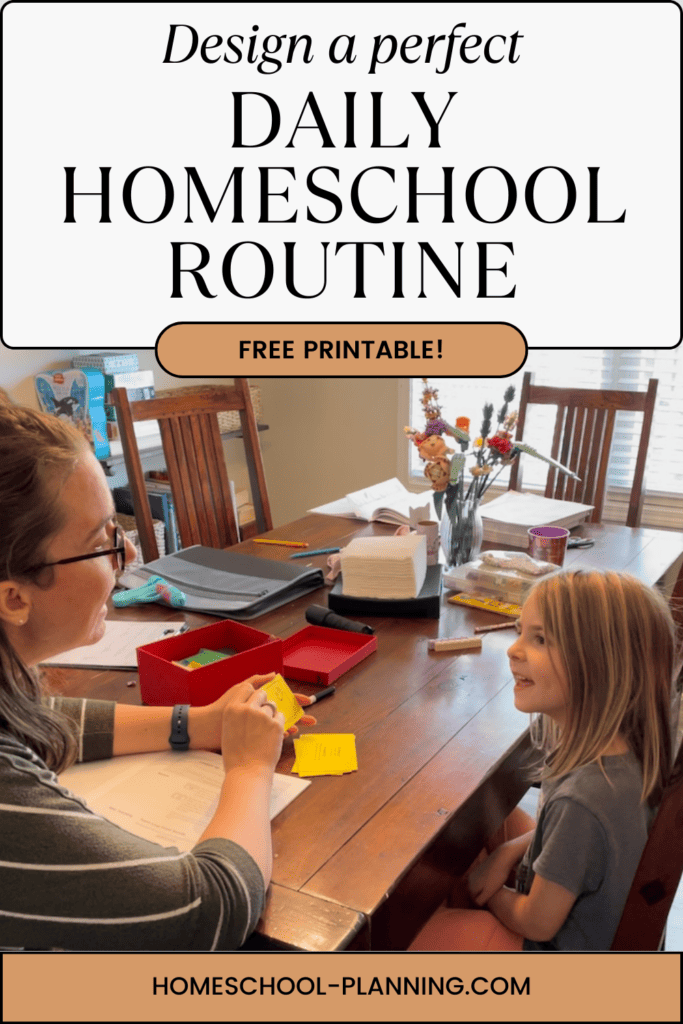 design a perfect daily homeschool routine with a free printable pin image