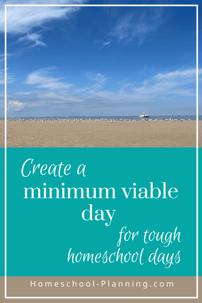 Create a minimum viable day for tough homeschool days pin me!