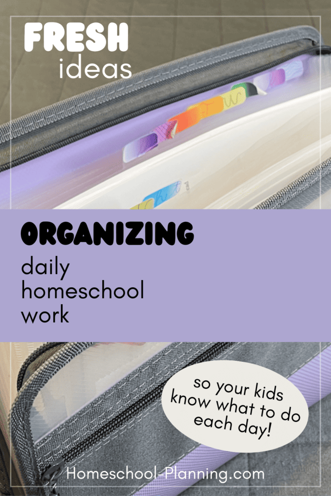 organizing daily homeschool work pin image