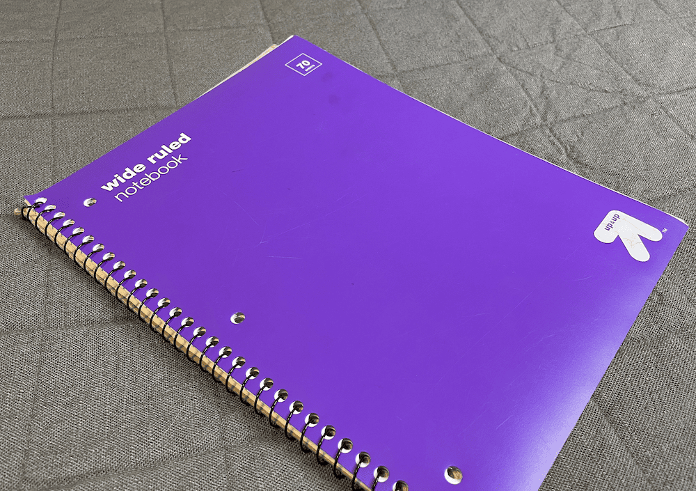 purple spiral notebook