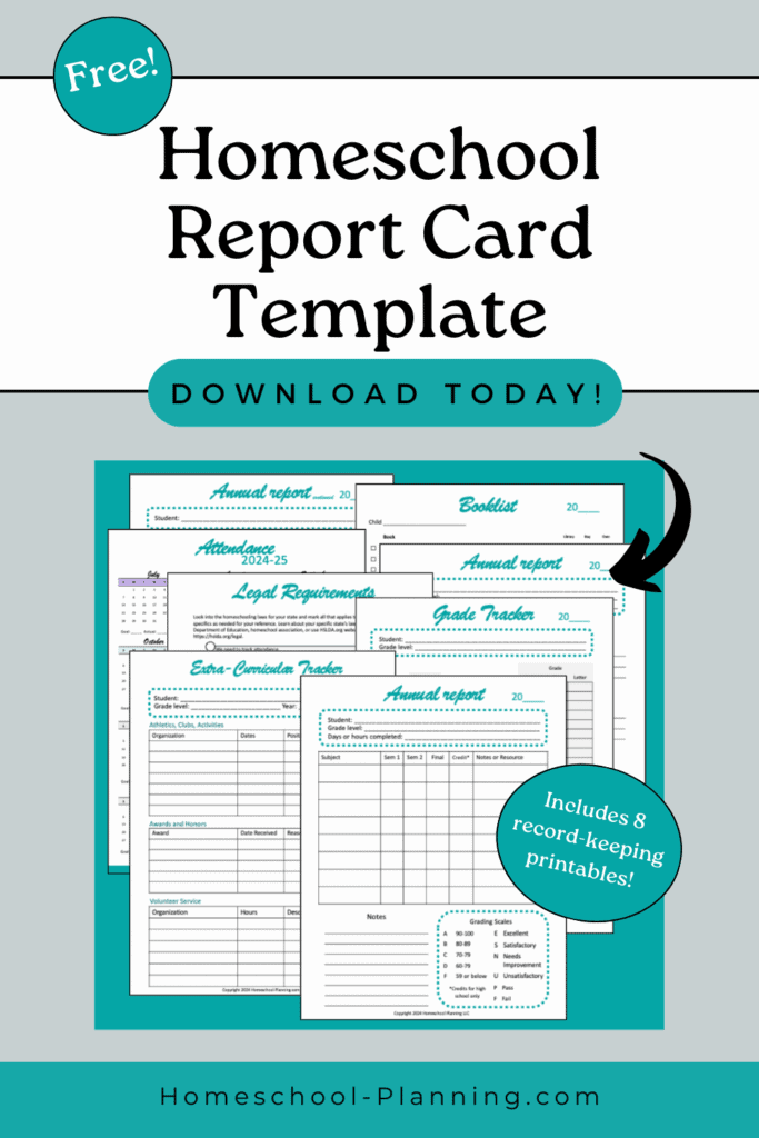 Homeschool report card template - download today. pin image