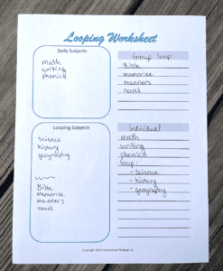 homeschool looping worksheet