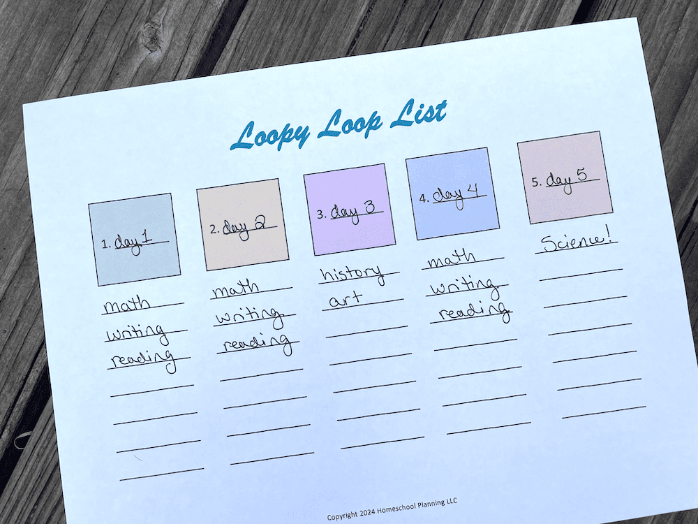 homeschool loop schedule weekly