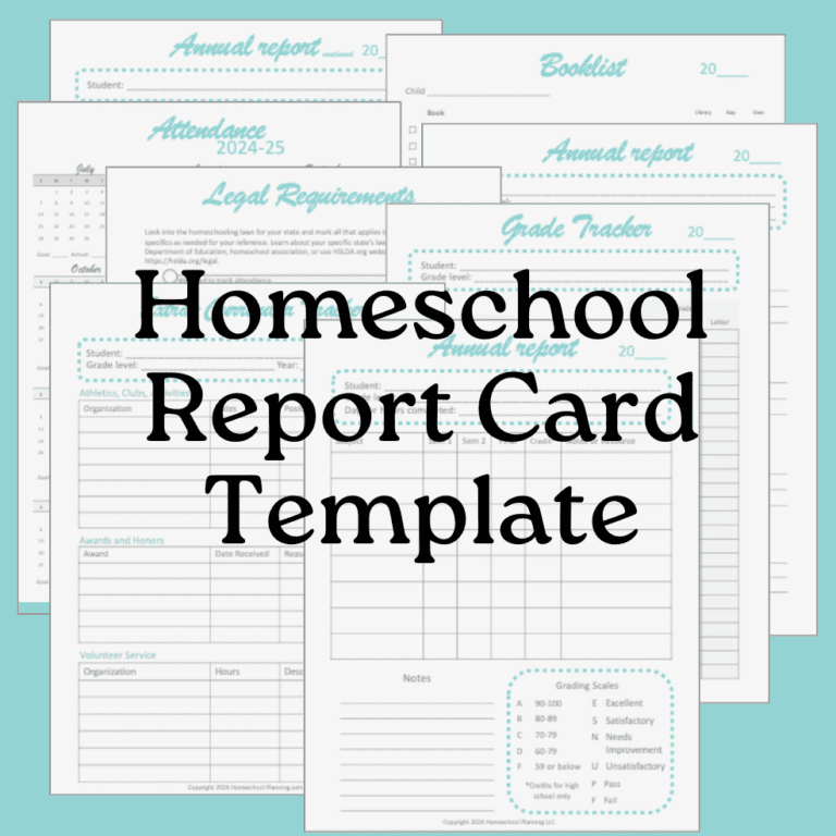 Homeschool report card template cover image