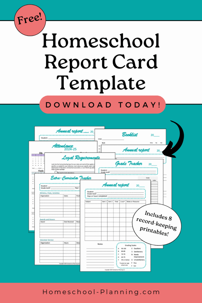 Homeschool report card template - download today. pin image