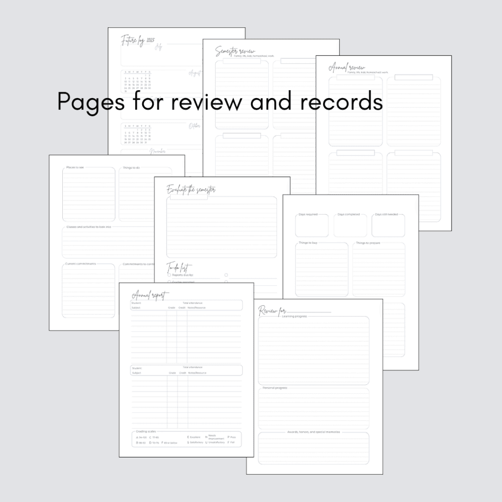 pages for review and records