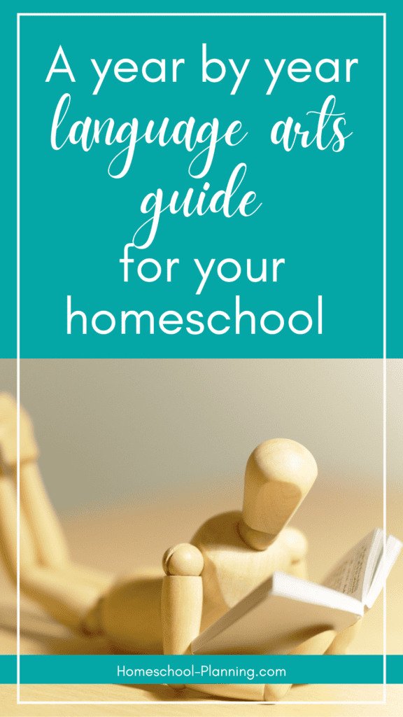 a year by year language arts guide for your homeschool. pin image