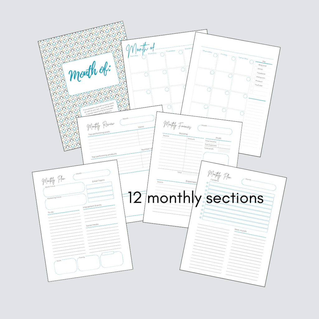  12 monthly sections