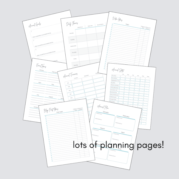 Footpath Blogging Planner lots of planning pages