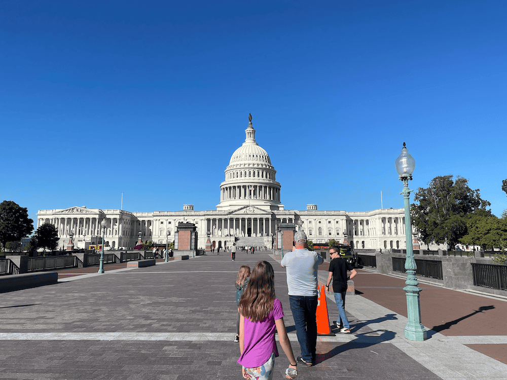 the US capitol building in Washington DC with kids