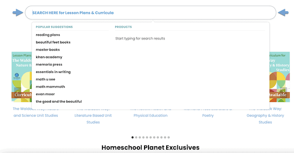 Search through 3,000+ curriculum options to use in Homeschool Planet