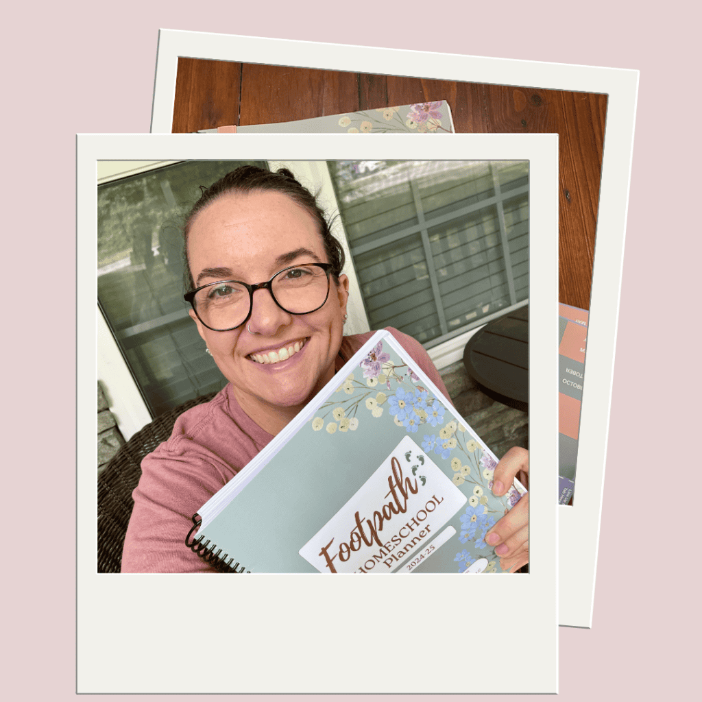 snapshot of Jenn with Footpath Homeschool Planner