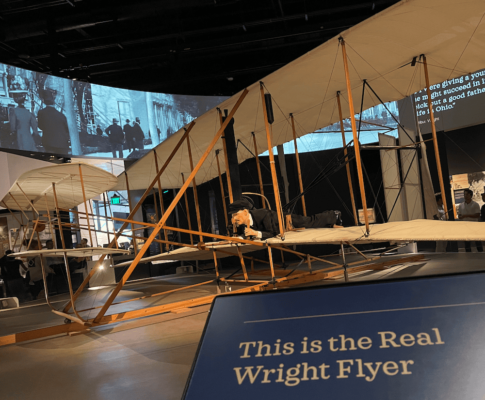 The real wright flyer in washington dc with kids