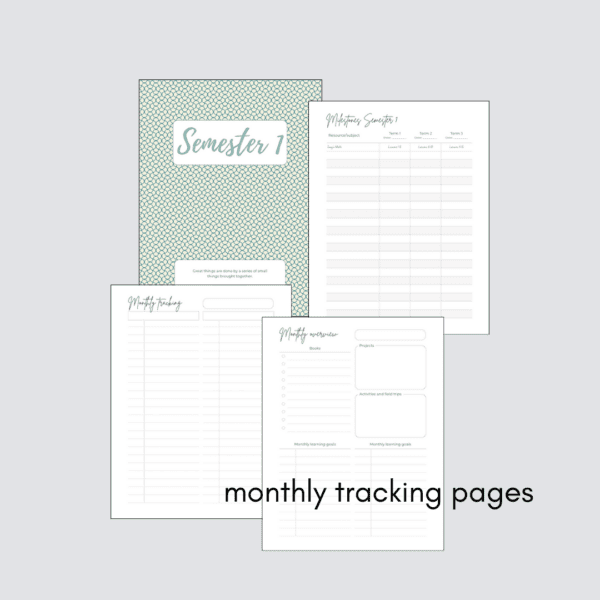 footpath homeschool record keeper monthly tracking pages