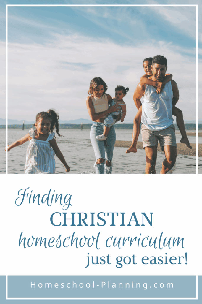Christian homeschool curriculum pin imagewith family on the beach