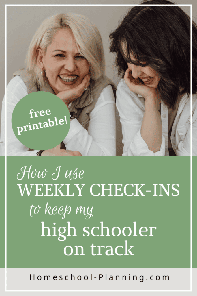 Weekly check-ins pin image mom and daughter laughing