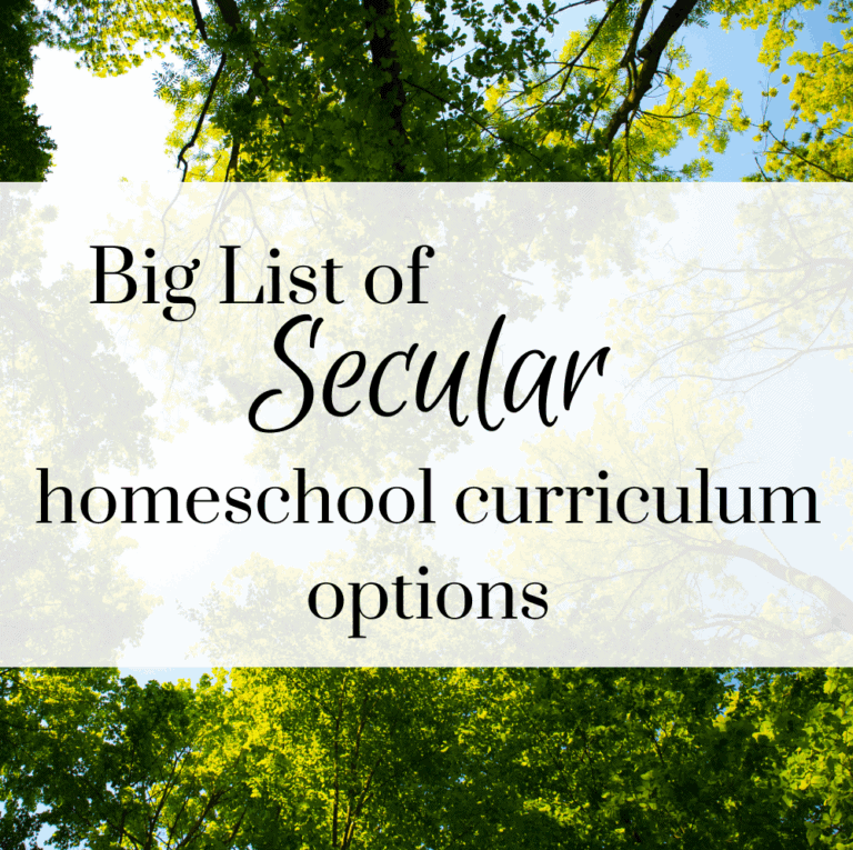 Big list of secular homeschool curriculum options