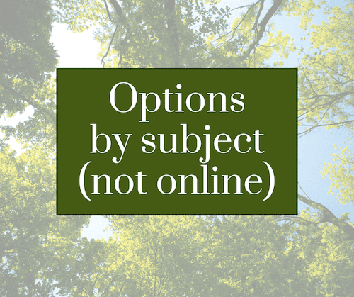 options by subject (not online)