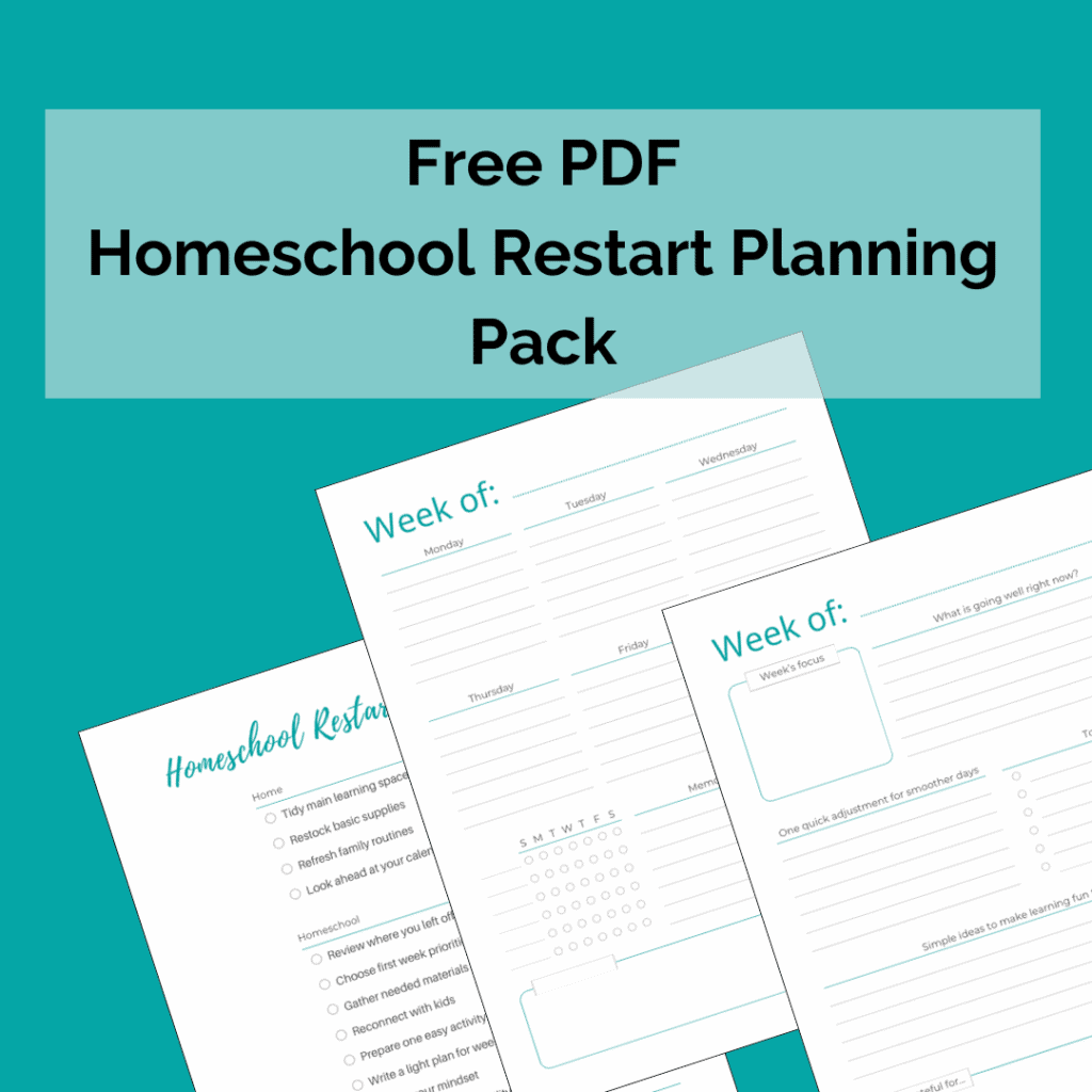 Free PDF Homeschool Restart Planning pack