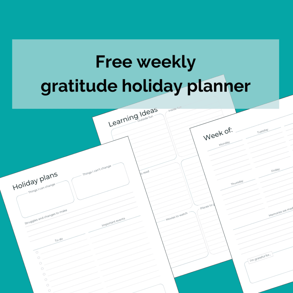 free gratitude weekly holiday planner