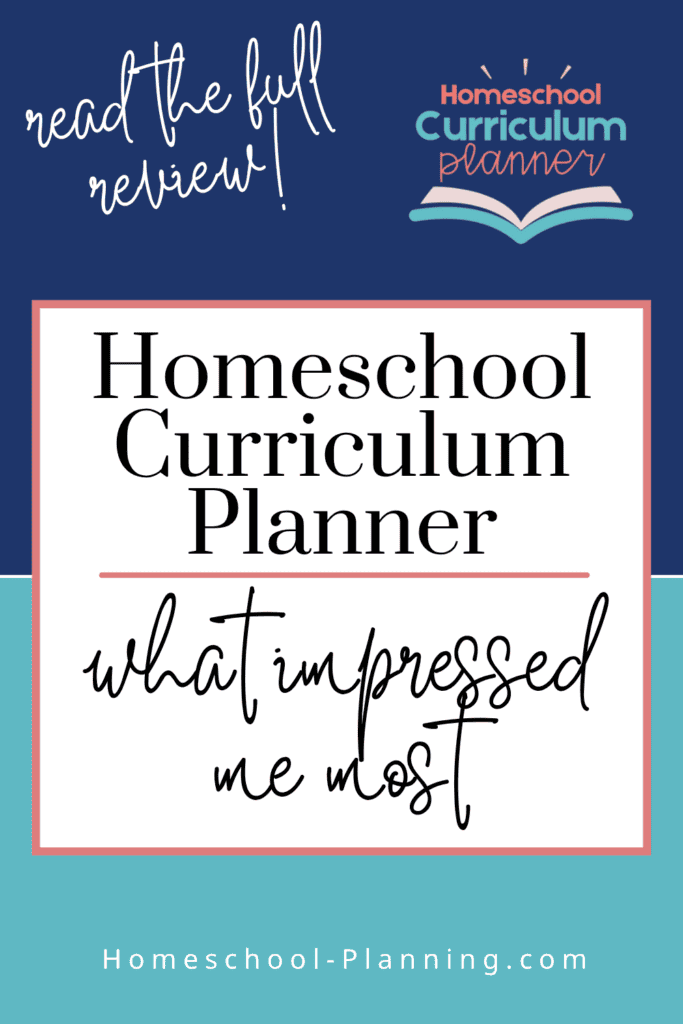 Homeschool Curriculum planner review pin image