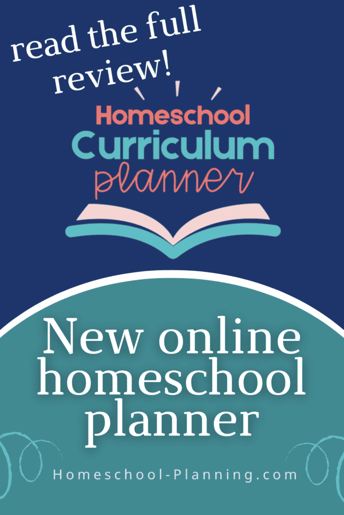 Homeschool Curriculum planner review pin image