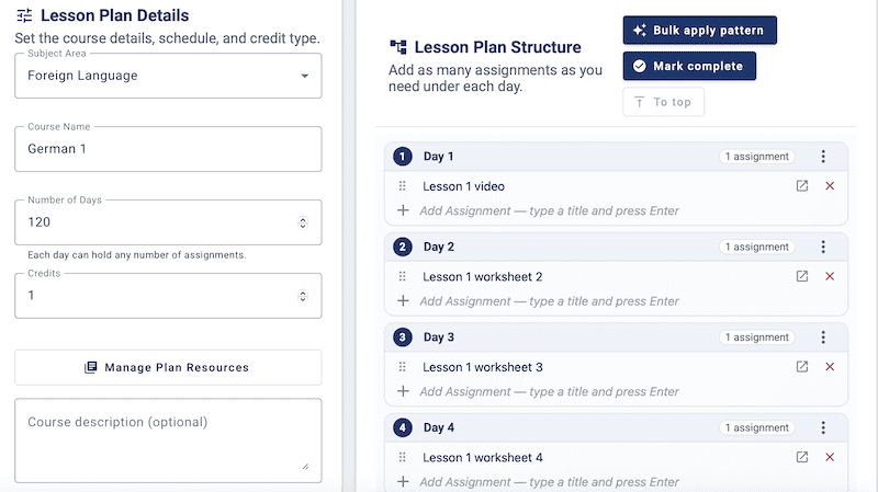 Lesson plan builder